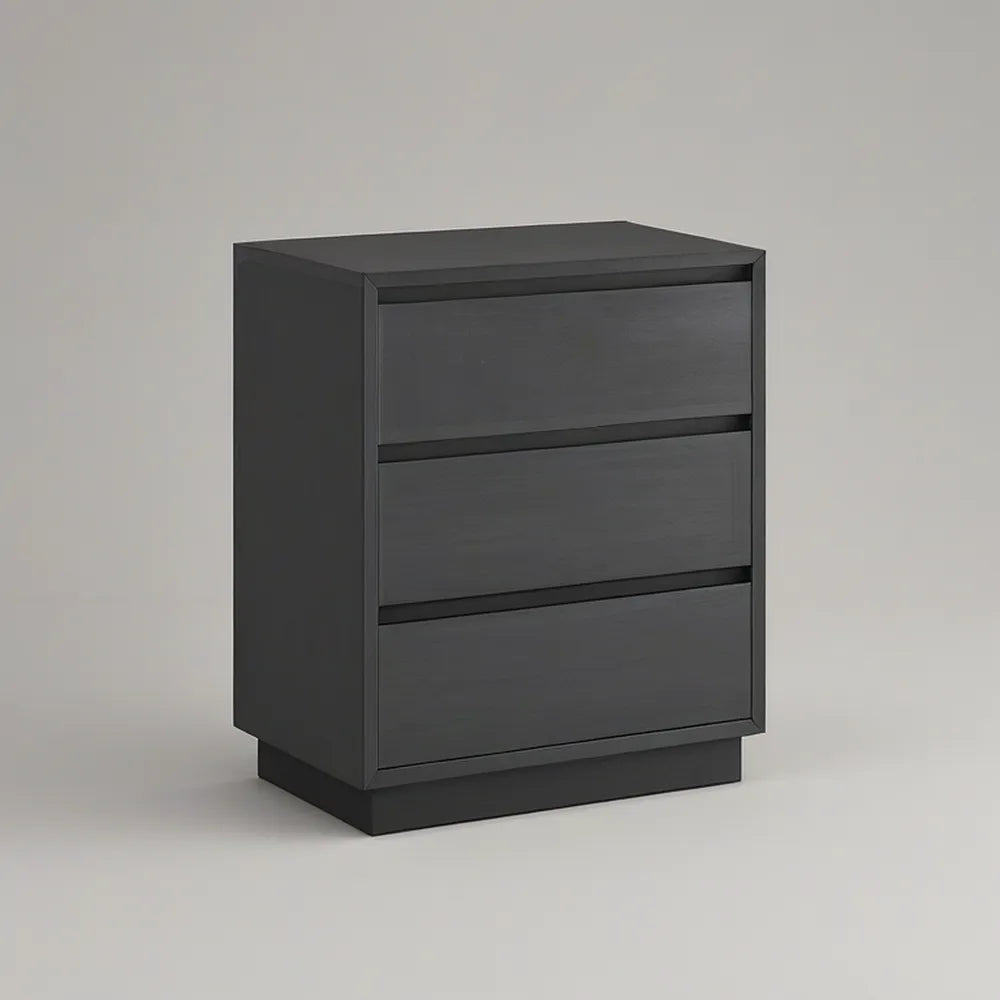 Mesa de Cabeceira em MDF Preto com 3 Gavetas, 50 x 40 x 60 cm