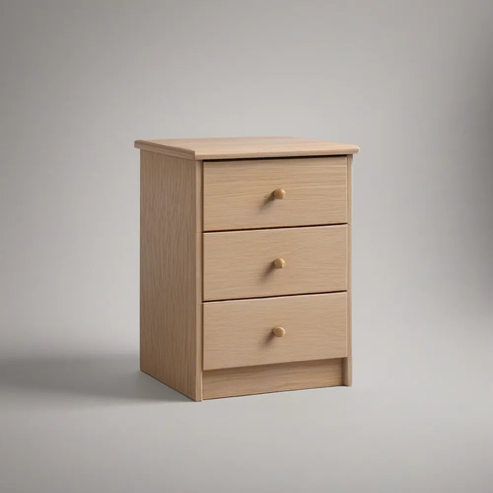 Mesa de Cabeceira com 3 Gavetas em MDF Carvalho Claro, 45 x 35 x 60 cm