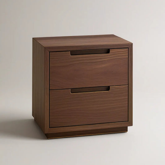 Mesa de Cabeceira Retangular em MDF Castanho Nogueira com 2 Gavetas, 50 x 40 x 55 cm