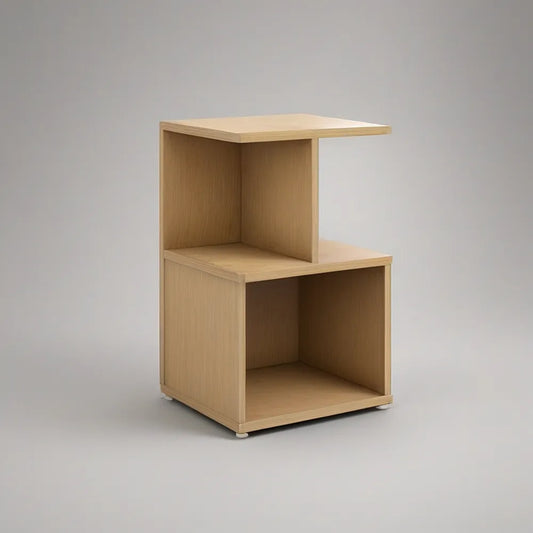 Mesa de Cabeceira com Nichos Abertos em MDF Carvalho Claro 40 x 40 x 60 cm