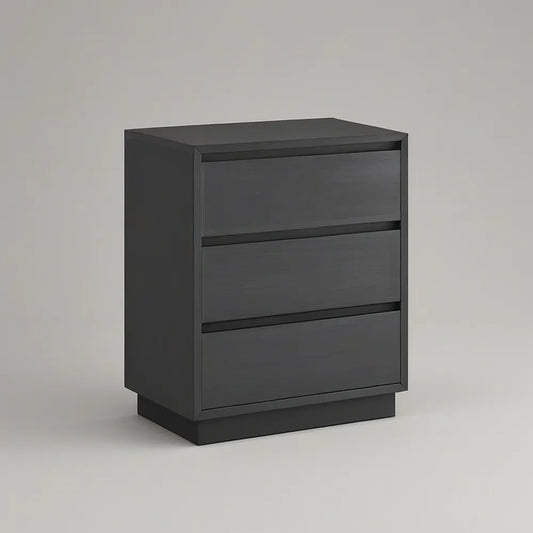 Mesa de Cabeceira em MDF Preto com 3 Gavetas, 50 x 40 x 60 cm