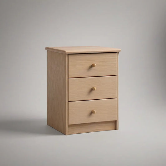 Mesa de Cabeceira com 3 Gavetas em MDF Carvalho Claro, 45 x 35 x 60 cm