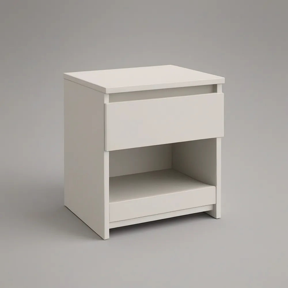 Mesa de Cabeceira Branca em MDF 40 x 35 x 55 cm com Gaveta e Nicho Aberto