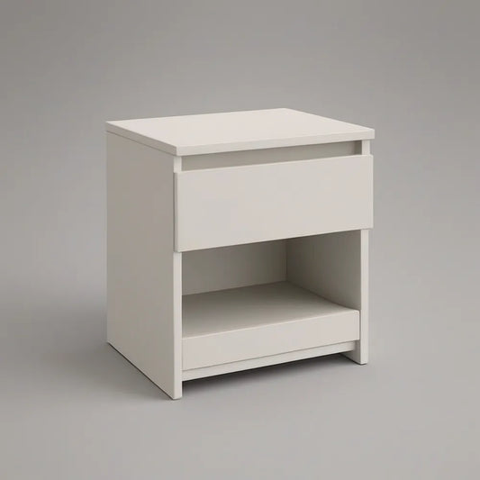Mesa de Cabeceira Branca em MDF 40 x 35 x 55 cm com Gaveta e Nicho Aberto