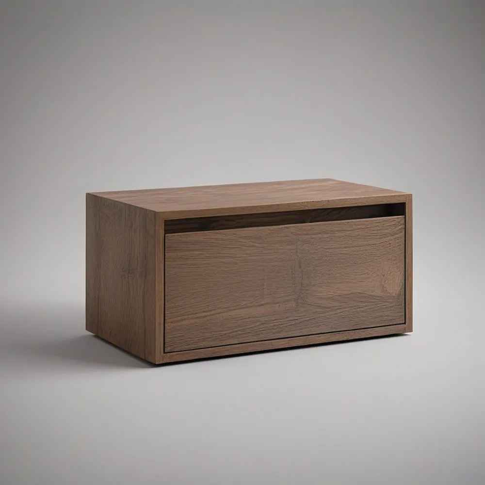Mesa de Cabeceira Suspensa em MDF Folheado a Carvalho Castanho, 60 x 30 x 35 cm